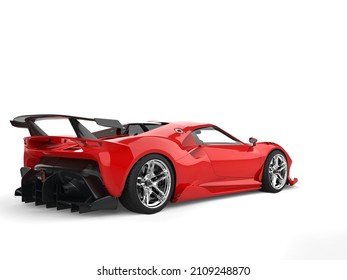 Modern Scarlet Red Super Sports Car - Back View - 3D Illustration