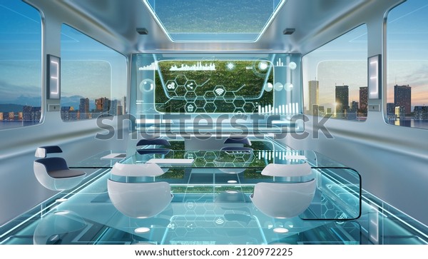 Modern Scifi Futuristic Interior Office Design Stock Illustration ...