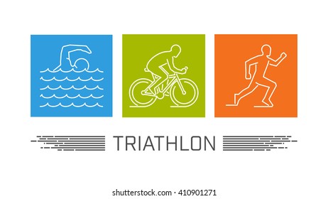 Modern Vector Symbol Triathlon Outline Set Stock Vector (Royalty Free ...