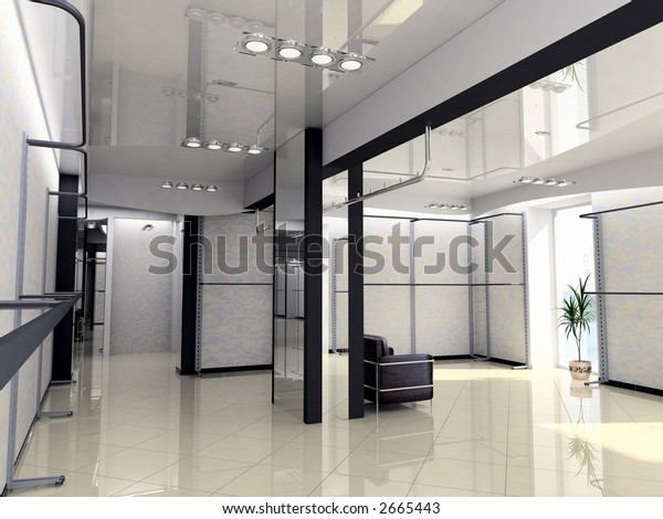 Modern Shop Interior Design Computergenerated Image Stock