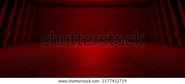 Modern Showroom Car Garage\
Empty Corridor Spotlight Dark Red Abstract Background Spaceship\
Architecture For Product Backgrounds Presentation 3D\
Rendering