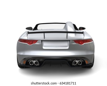 Modern Silver Luxury Cabriolet Sports Car - Back View - 3D Illustration