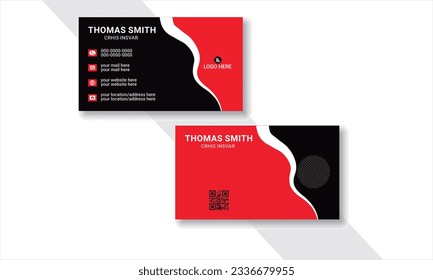 Modern and simple business card template read and black white colour, corporate clean style, Professional and Creative Business Card Template - Powered by Shutterstock