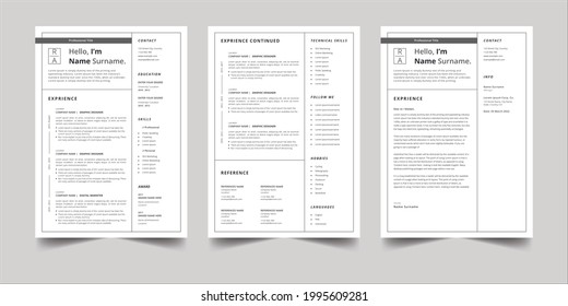 Modern simple template for curriculum Vector.