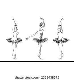 Modern sketch illustration with ballerinas black Line Art Drawing template. Ballet Dancer ballerina on white background. Modern art. - Powered by Shutterstock