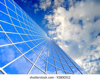 Modern skyscraper on cloudscape background