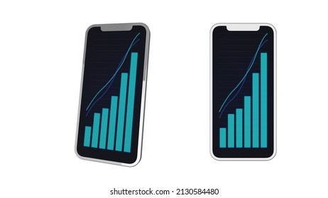 Modern Smartphone With A Positive Business Graph On The Screen On A White Background