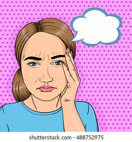 Modern Stressed Woman Face Thought Cloud Stock Illustration 488752975