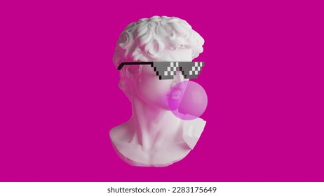 Modern style 3d illustration  David head and bubblegum pink background  Wallpaper  background image