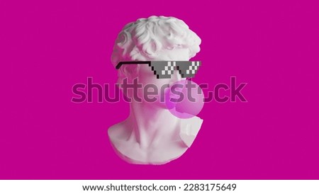 Modern style 3d illustration. David head with bubblegum on pink background. Wallpaper, background image Stock foto © 