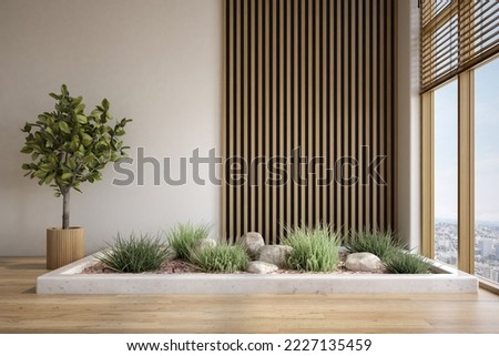 Modern style conceptual interior empty room view 3 d illustration