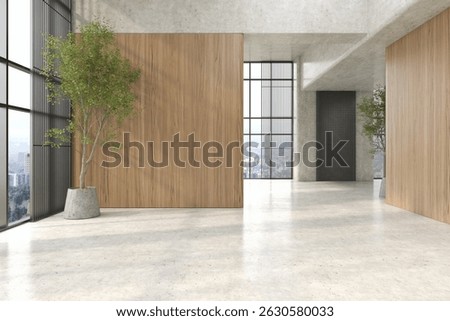 Modern style empty conceptual reception interior room 3 d illustration