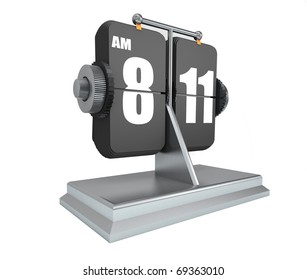 A modern style flip clock isolated on a white background