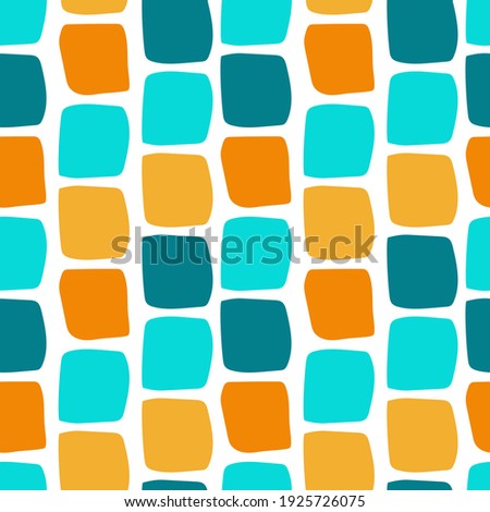Modern and stylish seamless patterns with abstract squares and rhombuses. For printing on fabrics, textiles, paper, decorative pillows, packaging design. 