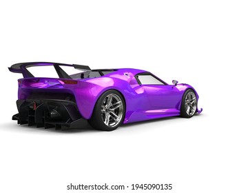 Modern Supercar With Two Tone Pink And Purple Pearlescent Paint - Rear View - 3D Illustration