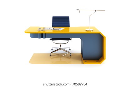 modern table 3d render, isolated ot white