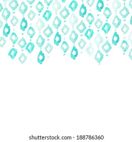 Modern Teal Hand Painted Ikat Watercolor Background. 