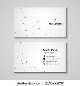 Modern Technological Business Card Template. White Color And Tech Effect Professional And Personal Visiting Card Illustration.