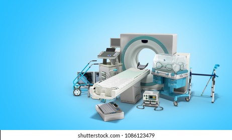 Modern Technology In The Medical Technic 3d Render On Blue