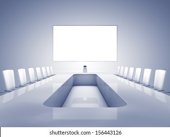 Modern teleconferencing room , high resolution telepresence interior