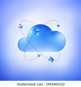 Modern Textured Illustration Artwork Of Abstract Cloud Computing Concept About Service-oriented Web Architecture