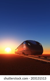 Modern train in the desert.