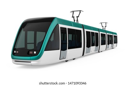 Modern Tram Isolated. 3D rendering