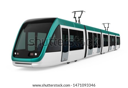 Modern Tram Isolated. 3D rendering