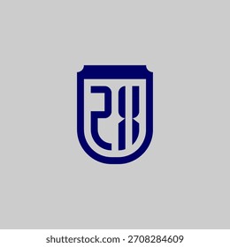 Modern vector monogram featuring the letters integrated into a protective shield emblem. Blue geometric line art design symbolizing safety, data privacy, and technological strength