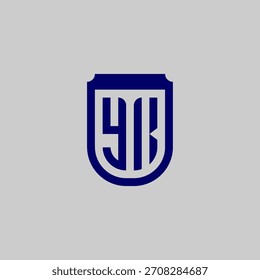 Modern vector monogram featuring the letters integrated into a protective shield emblem. Blue geometric line art design symbolizing safety, data privacy, and technological strength