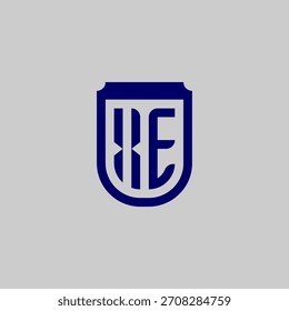 Modern vector monogram featuring the letters integrated into a protective shield emblem. Blue geometric line art design symbolizing safety, data privacy, and technological strength