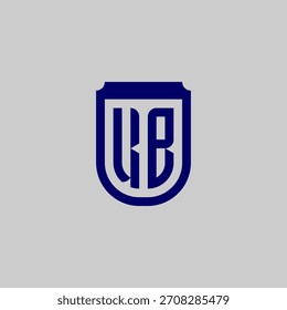 Modern vector monogram featuring the letters integrated into a protective shield emblem. Blue geometric line art design symbolizing safety, data privacy, and technological strength