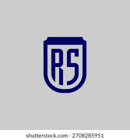 Modern vector monogram featuring the letters integrated into a protective shield emblem. Blue geometric line art design symbolizing safety, data privacy, and technological strength