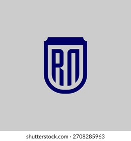 Modern vector monogram featuring the letters integrated into a protective shield emblem. Blue geometric line art design symbolizing safety, data privacy, and technological strength