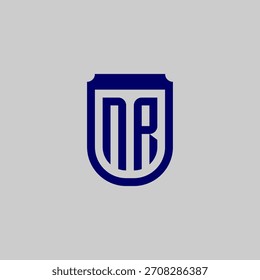 Modern vector monogram featuring the letters integrated into a protective shield emblem. Blue geometric line art design symbolizing safety, data privacy, and technological strength