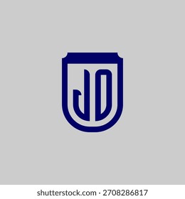 Modern vector monogram featuring the letters integrated into a protective shield emblem. Blue geometric line art design symbolizing safety, data privacy, and technological strength