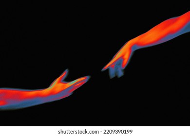 modern vibrant gradient background and thermal heatmap effect   grain texture  abstract hands