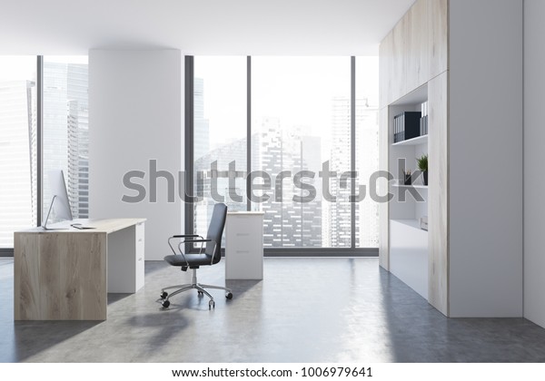 Modern White Ceo Office Interior White Stockillustration