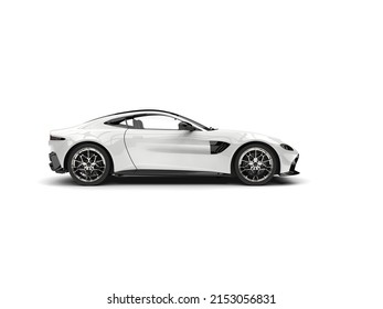 Modern White Elegant Luxury Sports Car - Side View - 3D Illustration