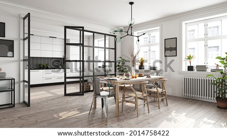 modern white  kitchen interior. 3d rendering design concept