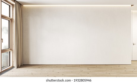 Modern white minimalist interior blank wall. 3d render illustration mock up.