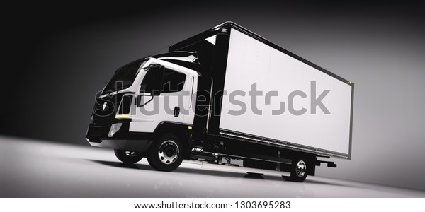 Modern white truck on
light background. Shipment, business transportation. Brandless
design. 3D
illustration.