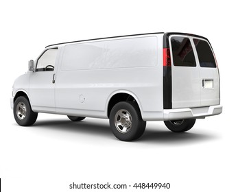 Modern White Van - Side Tail View - Isolated On White Background - 3D Illustration