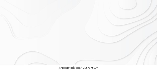 Modern White wavy background. White paper cut background with 3D style and gradient white color. Abstract white papercut with wavy layers, opographic canyon map light relief texture.	