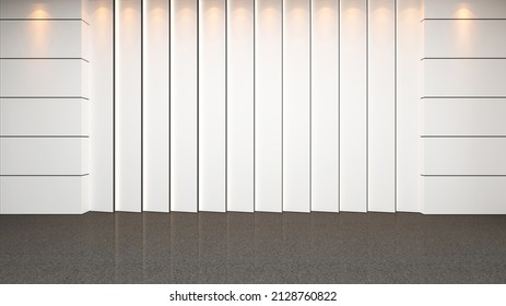 Modern White Wooden Panel Wall Decor Design Idea 3d Rendering