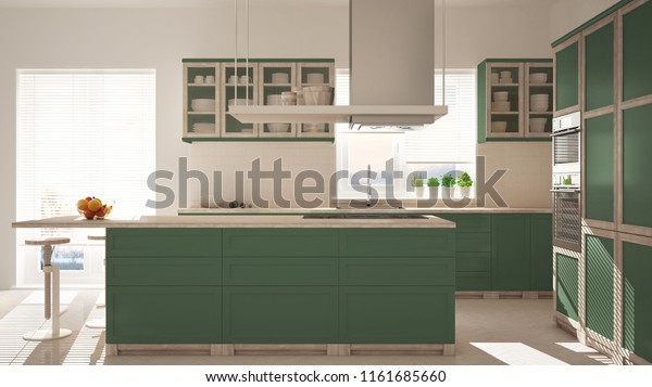 Modern Wooden Green Kitchen Island Stools Stock Illustration 1161685660