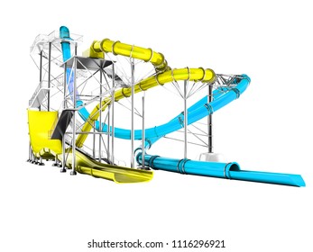 Modern Yellow Blue Water Slides Rides Stock Illustration 1116296921 ...