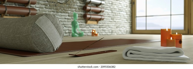 modern yoga studio with amazing views 3d render - Powered by Shutterstock