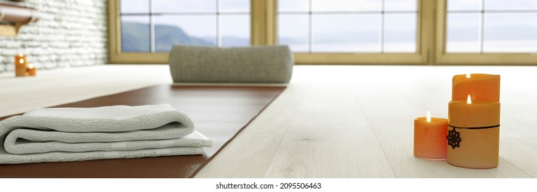 modern yoga studio with amazing views 3d render - Powered by Shutterstock