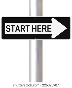 A Modified One Way Sign Indicating Start Here 